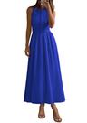 Vestido Maxi Azul Sem Mangas Patchwork PRETTYGARDEN XXL