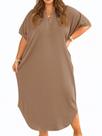 Vestido maxi Beautife feminino plus size com gola e decote em V Vestido maxi Beautife feminino plus size com gola e decote em V