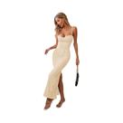 Vestido Maxi Bodycon Feminino Com Estampa Floral, Costas Abertas, Patchwork E Fenda Em Tule, Estilo