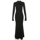 Vestido Maxi Bodycon Preto Feminino Com Manga Longa E Costas Descobertas Para Festas E Clubes, Moda Vestido Maxi Bodycon Preto Feminino Com Manga Longa E Costas Descobertas Para Festas E Clubes, Moda