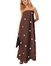 Vestido maxi calbático feminino de bolinhas sem alças de verão Vestido maxi calbático feminino de bolinhas sem alças de verão