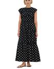 Vestido maxi calbático feminino plissado franzido em camadas de bolinhas