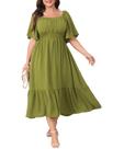 Vestido maxi CICIDUDU plus size para mulheres curvilíneas, verde Vestido maxi CICIDUDU plus size para mulheres curvilíneas, verde