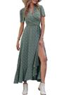 Vestido Maxi Cruzado PRETTYGARDEN para Mujer Floral Verde Oscuro XL
