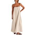 Vestido Maxi de Linho Shy Velvet 2026 Verão com Costas Nuas Vestido Maxi de Linho Shy Velvet 2026 Verão com Costas Nuas