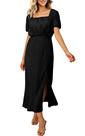 Vestido maxi ECOWISH feminino para coquetel, convidado de casamento, preto