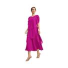 Vestido Maxi Elegante plus Size Para Mulheres, Manga Curta, Camadas Irregulares, Manga Em Pétala,