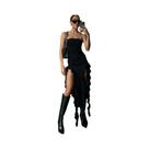 Vestido Maxi Elegante Sem Alças Para Mulheres, Irregular Com Franjas, Tendência De Verão, Bodycon