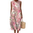 Vestido maxi feminino Akivide com estampa floral boho de verão com bolsos