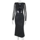 Vestido Maxi Feminino De Lantejoulas Com Recortes E Manga Longa Para Outono/Inverno, Vestido Sexy