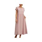 Vestido Maxi Feminino De Verão Vintage Harajuku Em Algodão E Linho Solto Com Decote Redondo E Mangas