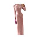 Vestido Maxi Feminino Elegante Casual Com Decote Redondo E Manga Longa Para Outono E Férias