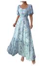 Vestido maxi feminino Floerns, manga borboleta, gola em forma de coração