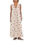 Vestido maxi feminino Lenader, franzido, sem mangas, de verão com bolsos
