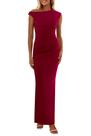Vestido maxi feminino PRETTYGARDEN 2025 de um ombro vermelho vinho Vestido maxi feminino PRETTYGARDEN 2025 de um ombro vermelho vinho