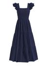 Vestido maxi feminino PRETTYGARDEN com gola quadrada, ilhó azul marinho