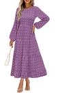 Vestido maxi feminino PRETTYGARDEN elegante, roxo suíço