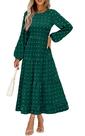Vestido maxi feminino PRETTYGARDEN, outono, primavera, verde escuro, XXL