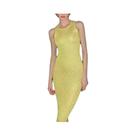 Vestido Maxi Feminino Sem Costas Com Lantejoulas, Decote Redondo, Transparente E Com Patchwork