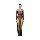 Vestido Maxi Feminino Tie Dye Sem Costas Manga Longa Y2K Bodycon Para Festa E Streetwear