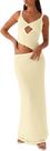Vestido maxi feminino YOENAESGI, malha amarela, recortada, bodycon