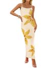 Vestido maxi feminino ZESICA com alça espaguete floral de verão