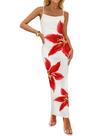 Vestido maxi feminino ZESICA, floral de verão, alça espaguete, branco