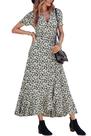 Vestido Maxi Floral con Escote en V y Cruzado PRETTYGARDEN en Negro Talla S