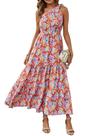 Vestido Maxi Floral con Nudo en Un Hombro para Mujer PRETTYGARDEN XXL