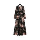 Vestido Maxi Floral Feminino Para Primavera E Verão, Casual, Manga Longa, Decote Redondo, Estilo