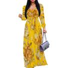 Vestido maxi Girlair feminino plus size com decote em V e manga comprida Vestido maxi Girlair feminino plus size com decote em V e manga comprida