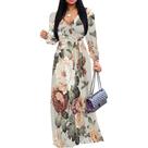 Vestido maxi Girlair feminino plus size floral com cinto e decote em V Vestido maxi Girlair feminino plus size floral com cinto e decote em V