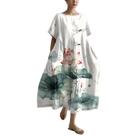 Vestido maxi HOTYD, pintura de arte japonesa para mulheres, branco de lótus Vestido maxi HOTYD, pintura de arte japonesa para mulheres, branco de lótus