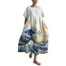 Vestido maxi HOTYD, pintura de arte japonesa para mulheres, ondas azuis