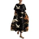 Vestido maxi HOTYD, pintura de arte japonesa para mulheres, preto M