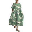 Vestido maxi HOTYD, pintura de arte japonesa para mulheres, verde, XL Vestido maxi HOTYD, pintura de arte japonesa para mulheres, verde, XL