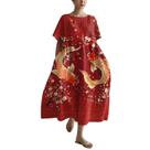 Vestido maxi HOTYD, pintura de arte japonesa para mulheres, vermelho peixe, M