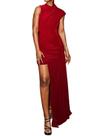 Vestido maxi Kwunbwa sem mangas, franzido e irregular, com corpo vermelho