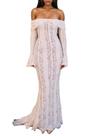 Vestido maxi LETSVDO Elegante de renda sereia branca