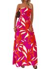 Vestido maxi MASCOMODA Summer Boho Floral Tube Top Rosa Vermelha