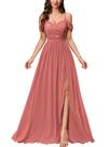 Vestido maxi Miusol Off Shoulder com lantejoulas, decote em V, rosa