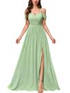 Vestido maxi Miusol Off Shoulder, com lantejoulas, dividido, verde menta Vestido maxi Miusol Off Shoulder, com lantejoulas, dividido, verde menta
