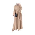 Vestido Maxi Modesto Feminino ZANZEA Com Camadas Plissadas E Patchwork, Manga Lanterninha, Abaya Vestido Maxi Modesto Feminino ZANZEA Com Camadas Plissadas E Patchwork, Manga Lanterninha, Abaya