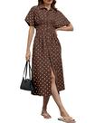 Vestido maxi MSBESYOR feminino com estampa listrada com botões frontais
