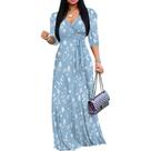 Vestido maxi PinkPatty Plus Size com manga folhada floral para mulheres
