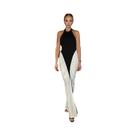 Vestido Maxi Preto E Branco Com Recortes E Costas Descobertas Para Mulheres, Tendência De Verão,