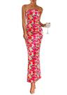 Vestido maxi PRETTYGARDEN floral vermelho amarelo para mulheres