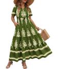 Vestido maxi RITERA Plus Size para mulheres curvilíneas, verde floral Vestido maxi RITERA Plus Size para mulheres curvilíneas, verde floral