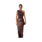 Vestido Maxi Sem Mangas De Cetim Com Patches Em Marrom Para Mulheres, Elegante Para Festas De Verão