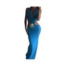 Vestido Maxi Sexy Feminino Sem Costas Com Decote Profundo Para Festa Noturna